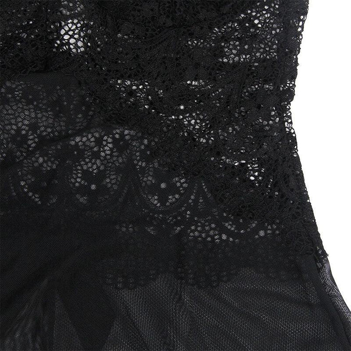 SUBBLIME - BABYDOLL-TÜLLSTOFF MIT SPITZE UND BLUMENDETAIL SCHWARZ S/M - INTIM SPACE Online Sexshop