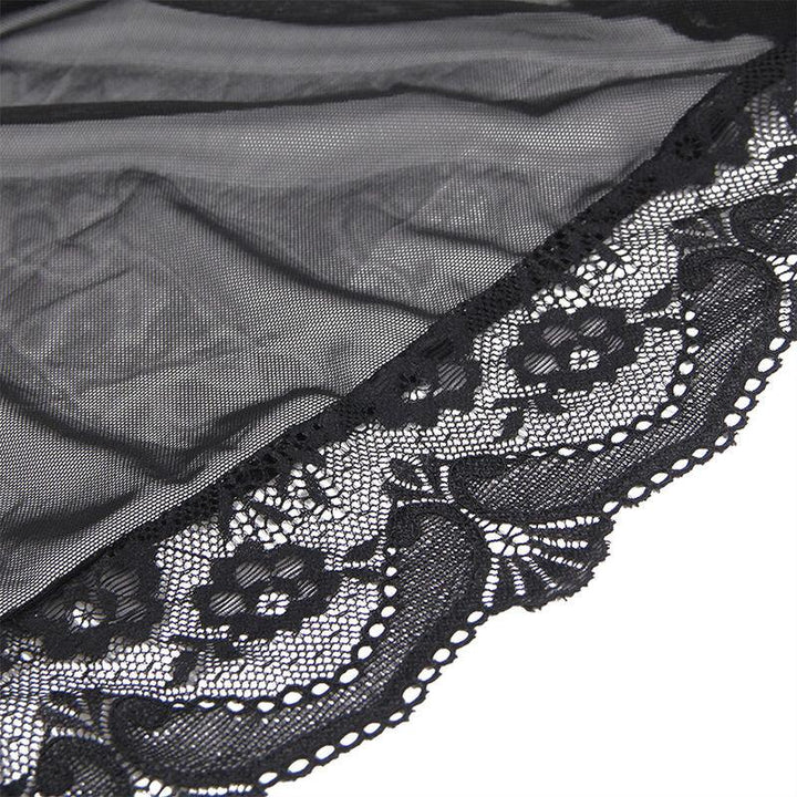 SUBBLIME - TRANSPARENTER STOFFMANTEL MIT SPITZENDETAIL SCHWARZ S/M - INTIM SPACE Online Sexshop