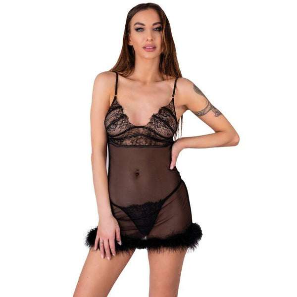 LIVCO CORSETTI FASHION - ZERUNAM SET BABYDOLL - SCHWARZER TANGA - INTIM SPACE Online Sexshop