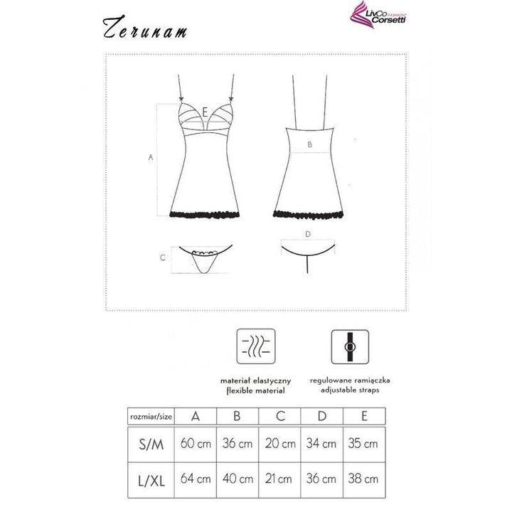 LIVCO CORSETTI FASHION - ZERUNAM SET BABYDOLL - SCHWARZER TANGA - INTIM SPACE Online Sexshop