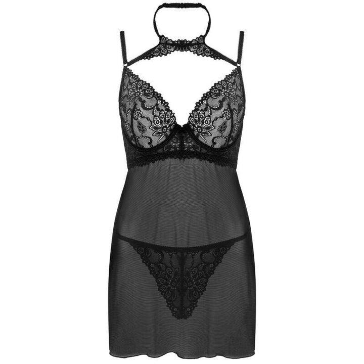 LIVCO CORSETTI FASHION - BINELLA SET BABYDOLL - TANGA SCHWARZ - INTIM SPACE Online Sexshop