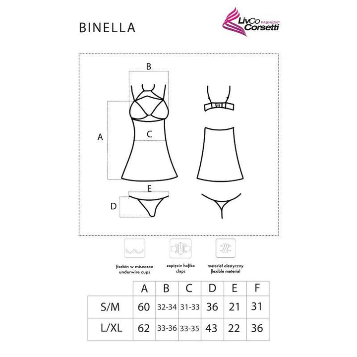 LIVCO CORSETTI FASHION - BINELLA SET BABYDOLL - TANGA SCHWARZ - INTIM SPACE Online Sexshop