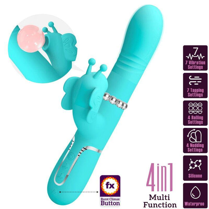 PRETTY LOVE - MULTIFUNKTIONS-KANINCHENVIBRATOR - IN - SCHMETTERLING AQUAGRÜN - INTIM SPACE Online Sexshop