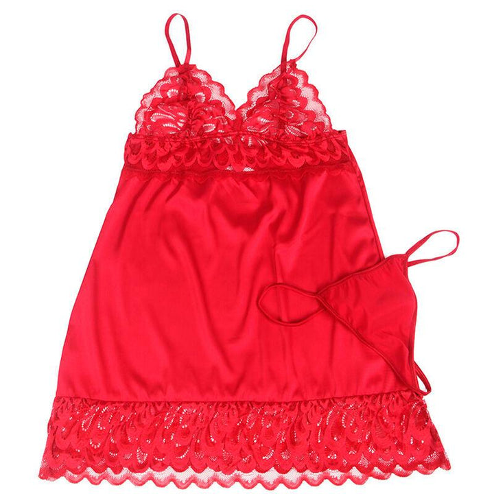 SUBBLIME - SATIN-BABYDOLL MIT SPITZE ROT S/M - INTIM SPACE Online Sexshop