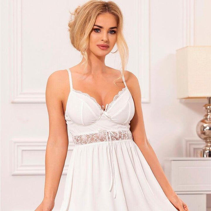 SUBBLIME - BABYDOLL V-AUSSCHNITT MIT SCHLEIFENDETAIL WEISS S/M - INTIM SPACE Online Sexshop