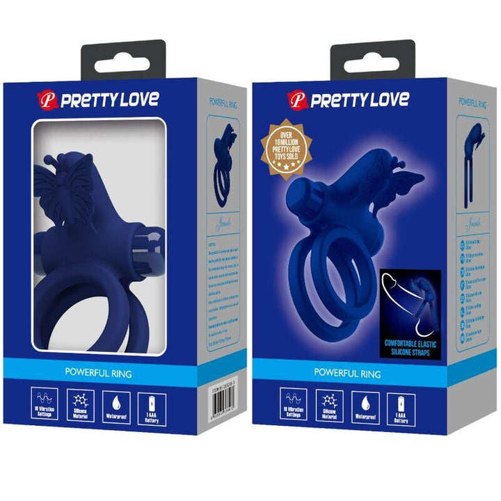 PRETTY LOVE - JAMELE DOPPELRING MIT VIBRATION - SCHMETTERLINGSTIMULATOR BLAU - INTIM SPACE Online Sexshop