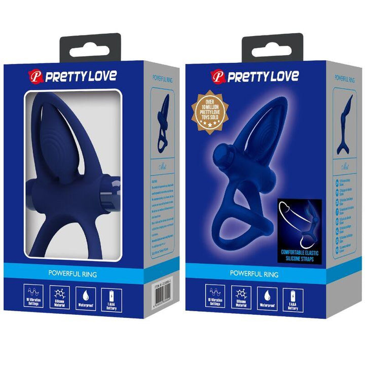 PRETTY LOVE - MAT DOPPELRING MIT VIBRATION - STIMULATOR BLAU - INTIM SPACE Online Sexshop