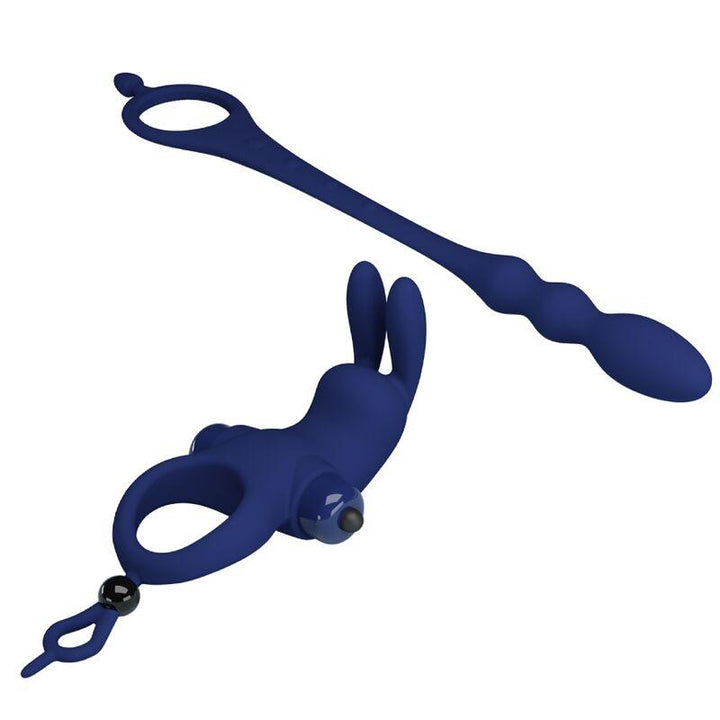 PRETTY LOVE - AYAD RABBIT VIBRATORRING MIT STECKER BLAU - INTIM SPACE Online Sexshop