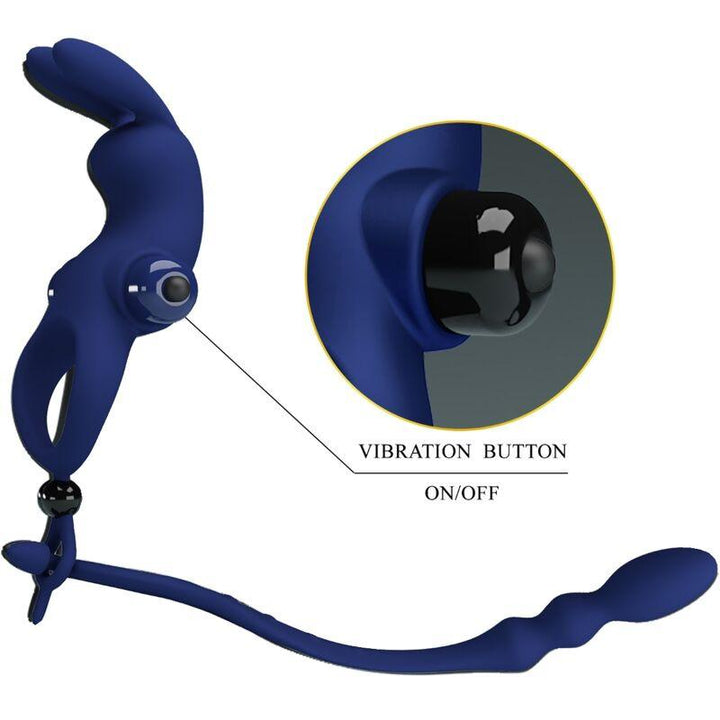 PRETTY LOVE - AYAD RABBIT VIBRATORRING MIT STECKER BLAU - INTIM SPACE Online Sexshop