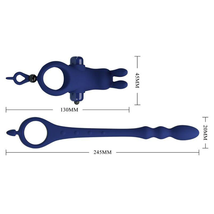 PRETTY LOVE - AYAD RABBIT VIBRATORRING MIT STECKER BLAU - INTIM SPACE Online Sexshop