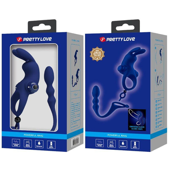 PRETTY LOVE - AYAD RABBIT VIBRATORRING MIT STECKER BLAU - INTIM SPACE Online Sexshop