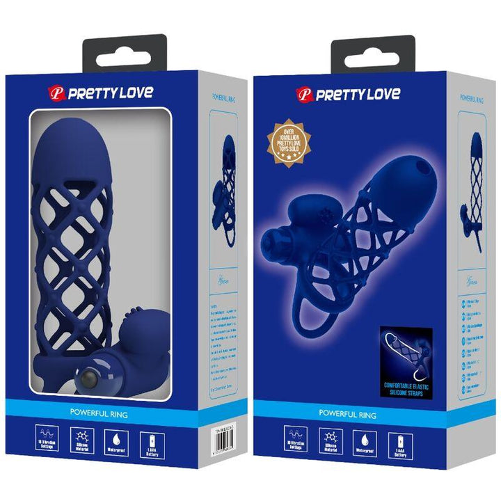 PRETTY LOVE - GIANN VIBRATORRING MIT SILIKONHÜLLE BLAU - INTIM SPACE Online Sexshop