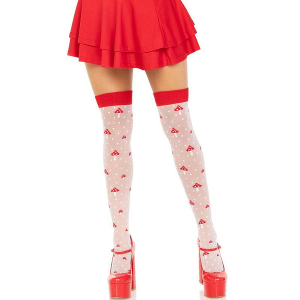 LEG AVENUE - PILZ HOHE SOCKEN ROT/WEISS - INTIM SPACE Online Sexshop