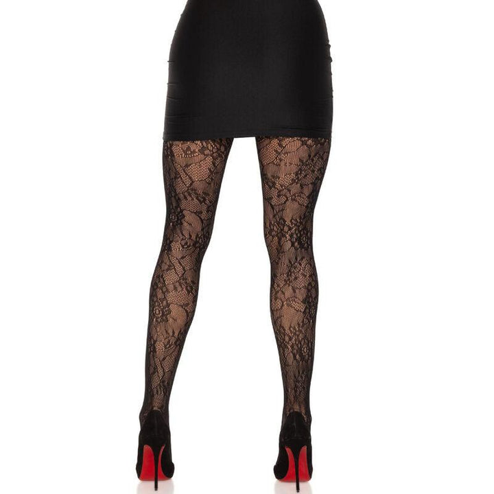 LEG AVENUE - SCHWARZE STRÜMPFE MIT BLUMENSPITZE - INTIM SPACE Online Sexshop