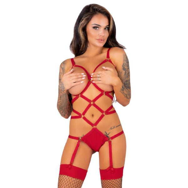 LIVCO CORSETTI FASHION - THIARA LC 20213 SET BODY - STRÜMPFE ROT L/XL - INTIM SPACE Online Sexshop