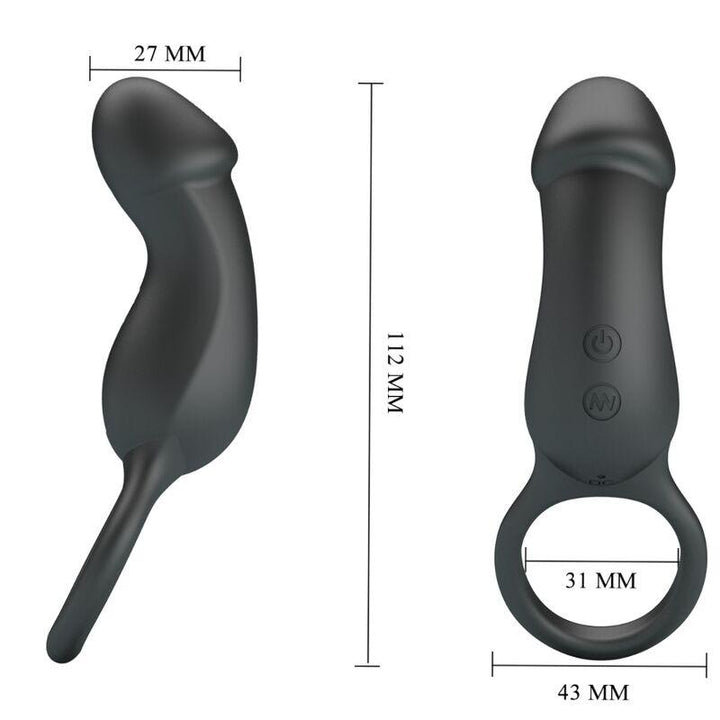 PRETTY LOVE - TRAE VIBRATIONSRING MIT SCHWARZEM STIMULATOR - INTIM SPACE Online Sexshop