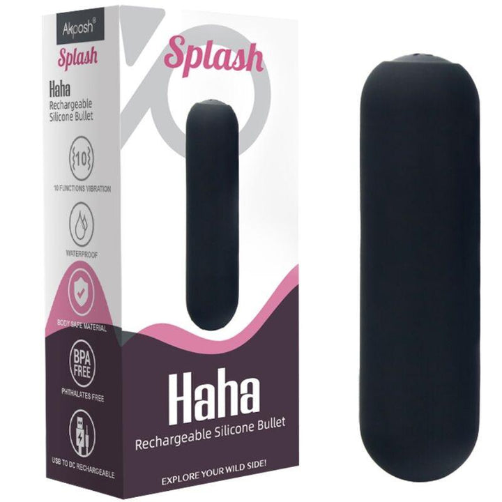 ARMONY - SPLASH HAHA VIBRATOR BULLET SILIKON 10 VIBRATIONEN 75 - 19 CM SCHWARZ - INTIM SPACE Online Sexshop