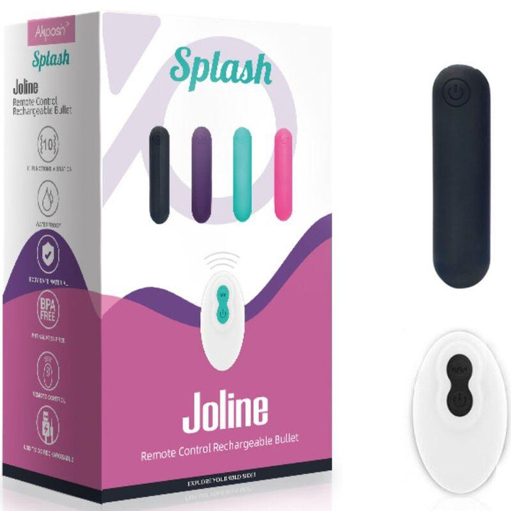 ARMONY - SPLASH JOLINE VIBRATOR BULLET SILIKON FERNBEDIENUNG 10 VIBRATIONEN 65 - 15 CM SCHWARZ - INTIM SPACE Online Sexshop