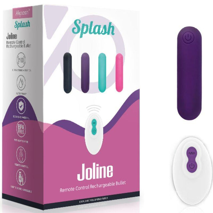 ARMONY - SPLASH JOLINE VIBRATOR BULLET SILIKON FERNBEDIENUNG 10 VIBRATIONEN 65 - 15 CM LILA - INTIM SPACE Online Sexshop