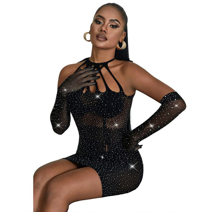 SUBBLIME - 952235 NETZKLEID MIT STRASS SCHWARZ EINHEITSGRÖSSE - INTIM SPACE Online Sexshop