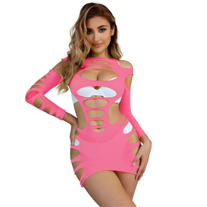 SUBBLIME - 952273 LANGRMELIGER ELASTISCHER NETZ-KLEID ROSA EINE GRÖSSE - INTIM SPACE Online Sexshop