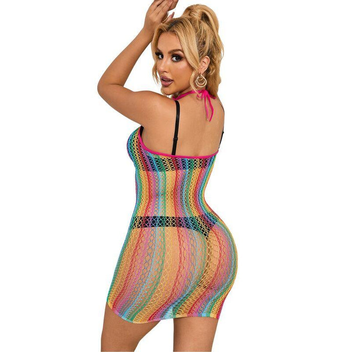 SUBBLIME - 952341 REGENBOGEN-NETZ-KLEID EINE GRÖSSE - INTIM SPACE Online Sexshop