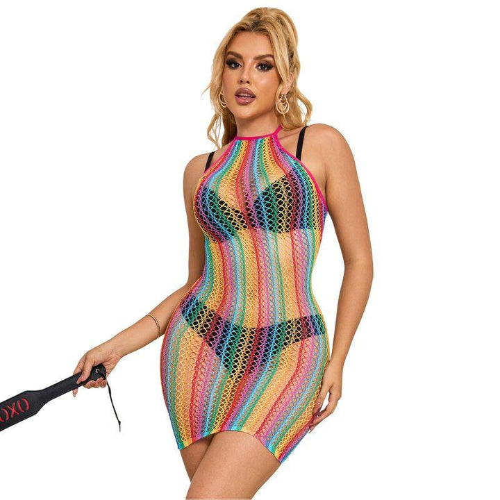 SUBBLIME - 952341 REGENBOGEN-NETZ-KLEID EINE GRÖSSE - INTIM SPACE Online Sexshop