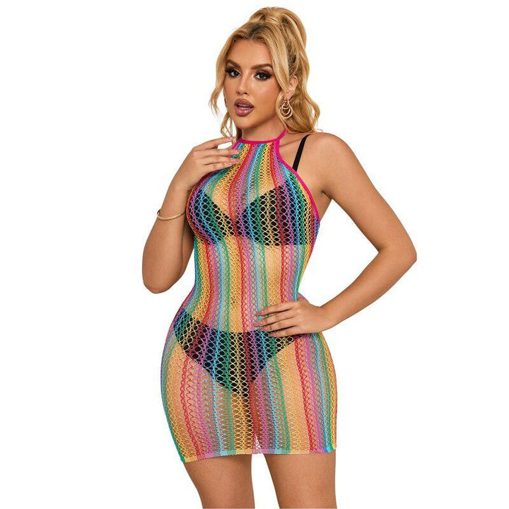 SUBBLIME - 952341 REGENBOGEN-NETZ-KLEID EINE GRÖSSE - INTIM SPACE Online Sexshop