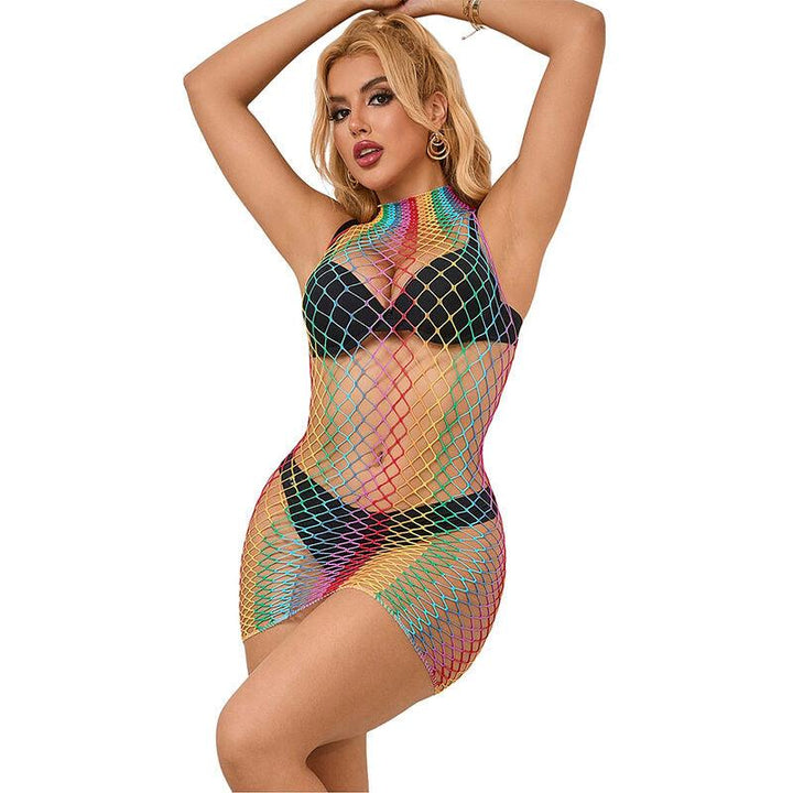 SUBBLIME - 952433 RAINBOW HOHER KRAGEN RMELLOSER NETZ KLEID EINE GRÖSSE - INTIM SPACE Online Sexshop