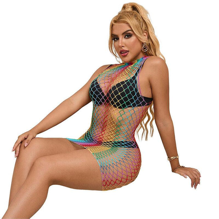 SUBBLIME - 952433 RAINBOW HOHER KRAGEN RMELLOSER NETZ KLEID EINE GRÖSSE - INTIM SPACE Online Sexshop