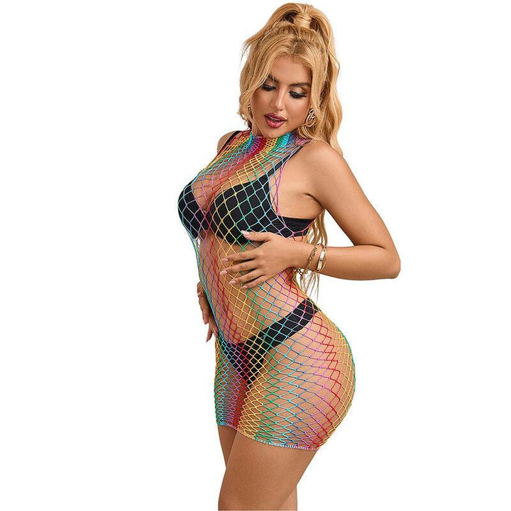 SUBBLIME - 952433 RAINBOW HOHER KRAGEN RMELLOSER NETZ KLEID EINE GRÖSSE - INTIM SPACE Online Sexshop