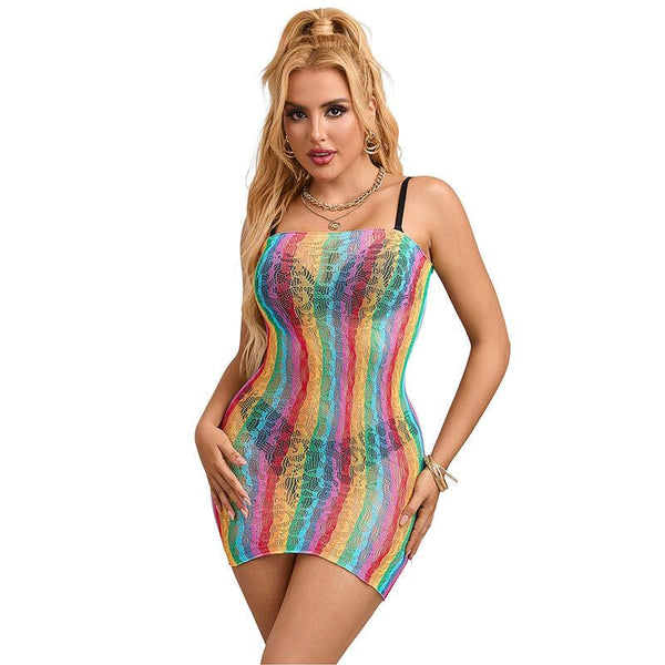 SUBBLIME - 952457 RAINBOW OFF SHOULDER RMELLOSER NETZ KLEID EINE GRÖSSE - INTIM SPACE Online Sexshop