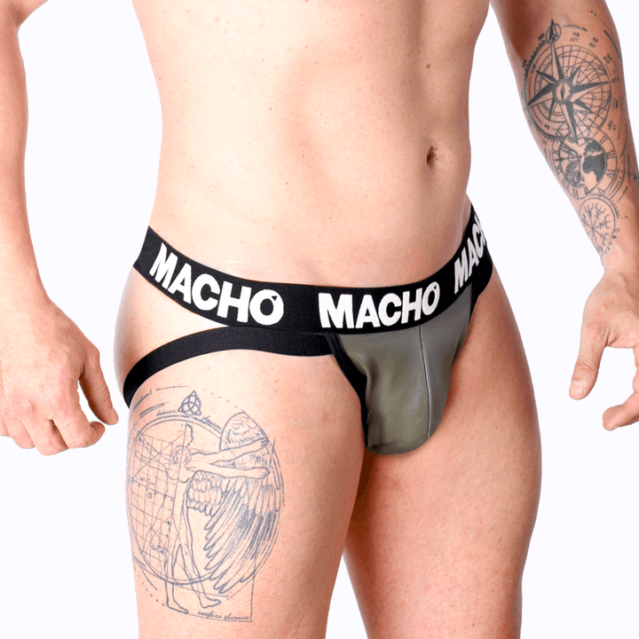 MACHO - MX27GR JOCK LEDER GRAU BEIGE L - INTIM SPACE Online Sexshop