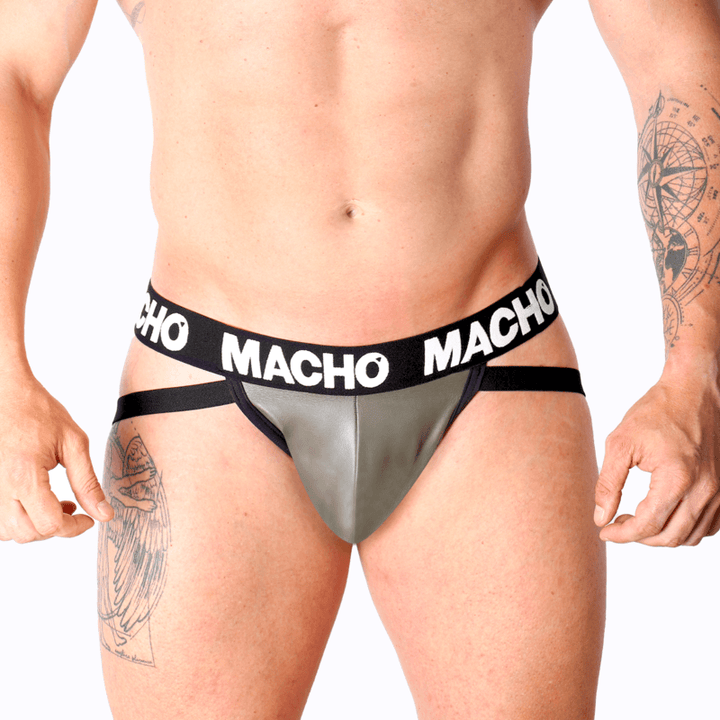 MACHO - MX27GR JOCK LEDER GRAU BEIGE L - INTIM SPACE Online Sexshop