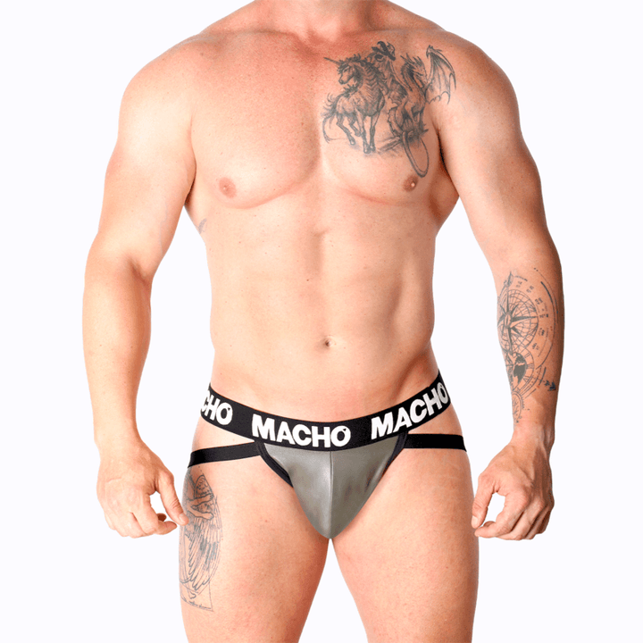 MACHO - MX27GR JOCK LEDER GRAU BEIGE L - INTIM SPACE Online Sexshop