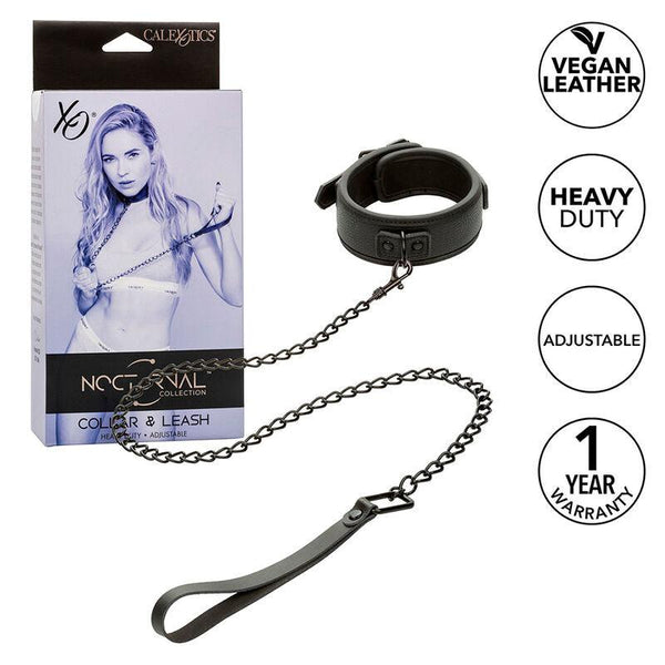 CALEXOTICS - NOCTURNAL HALSBAND - LEINE LEDER VERSTELLBAR SCHWARZ - INTIM SPACE Online Sexshop