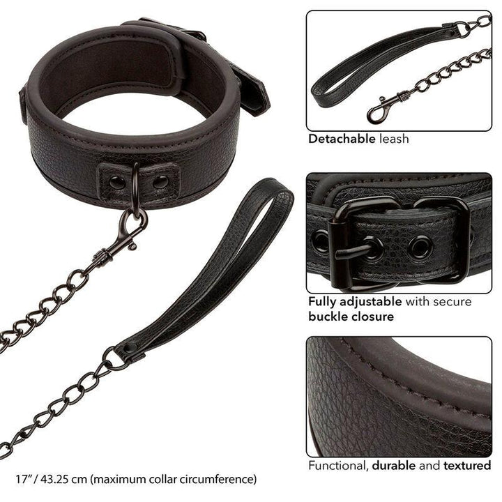 CALEXOTICS - NOCTURNAL HALSBAND - LEINE LEDER VERSTELLBAR SCHWARZ - INTIM SPACE Online Sexshop