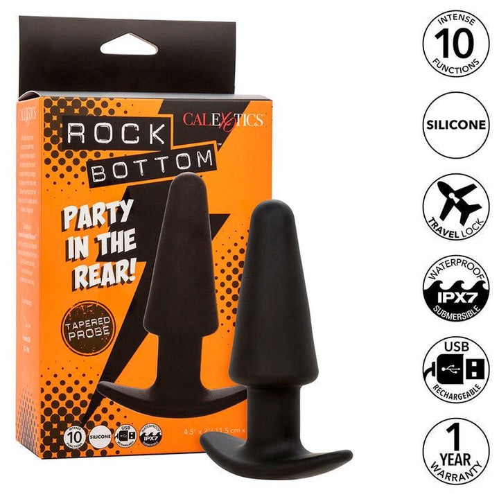 CALEXOTICS - ROCK BOTTOM TAPERED ANAL PLUG 10 VIBRACIONES SILIKON SCHWARZ - INTIM SPACE Online Sexshop