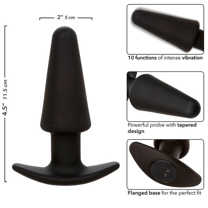 CALEXOTICS - ROCK BOTTOM TAPERED ANAL PLUG 10 VIBRACIONES SILIKON SCHWARZ - INTIM SPACE Online Sexshop