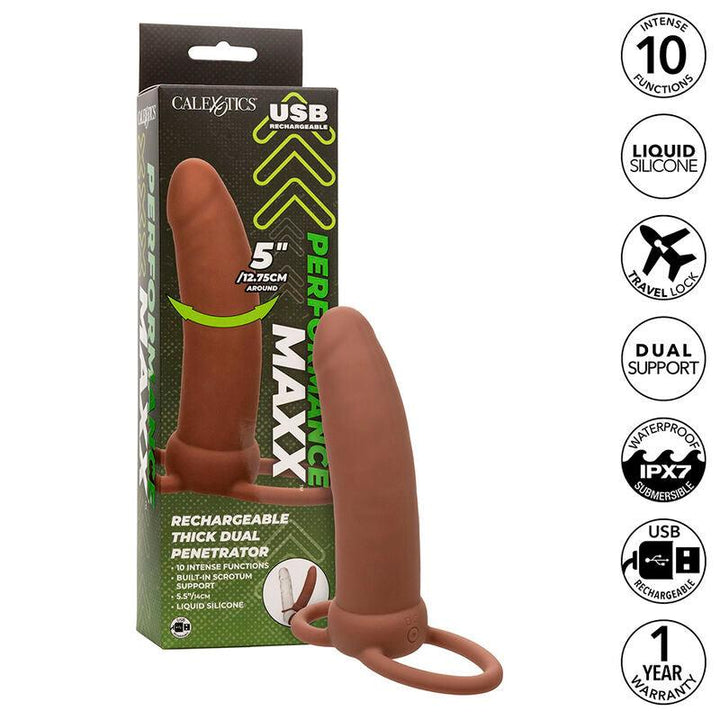 CALEXOTICS - MAXX THICK DUAL PENETRATOR 10 VIBRATIONEN BRAUN - INTIM SPACE Online Sexshop