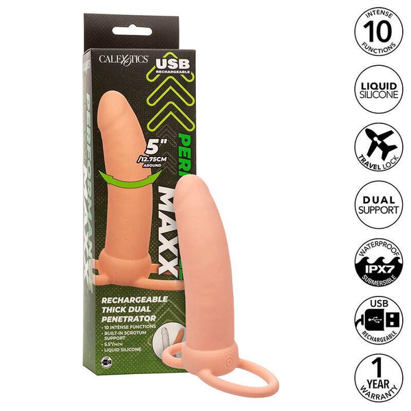 CALEXOTICS - MAXX THICK DUAL PENETRATOR 10 VIBRATIONEN FLEISCH - INTIM SPACE Online Sexshop