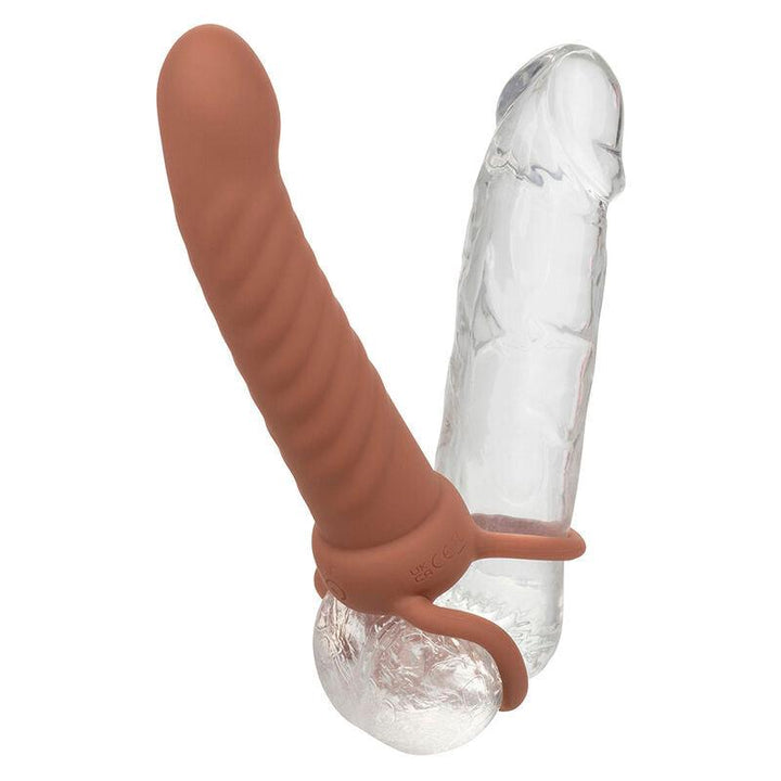 CALEXOTICS - MAXX RIBBED DUAL PENETRATOR 10 VIBRATIONEN BRAUN - INTIM SPACE Online Sexshop