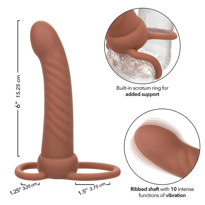 CALEXOTICS - MAXX RIBBED DUAL PENETRATOR 10 VIBRATIONEN BRAUN - INTIM SPACE Online Sexshop