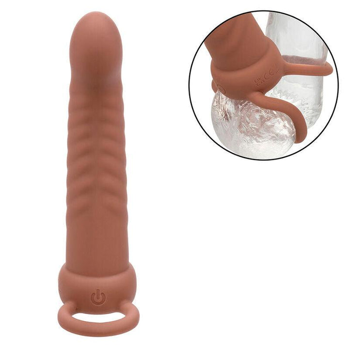 CALEXOTICS - MAXX RIBBED DUAL PENETRATOR 10 VIBRATIONEN BRAUN - INTIM SPACE Online Sexshop