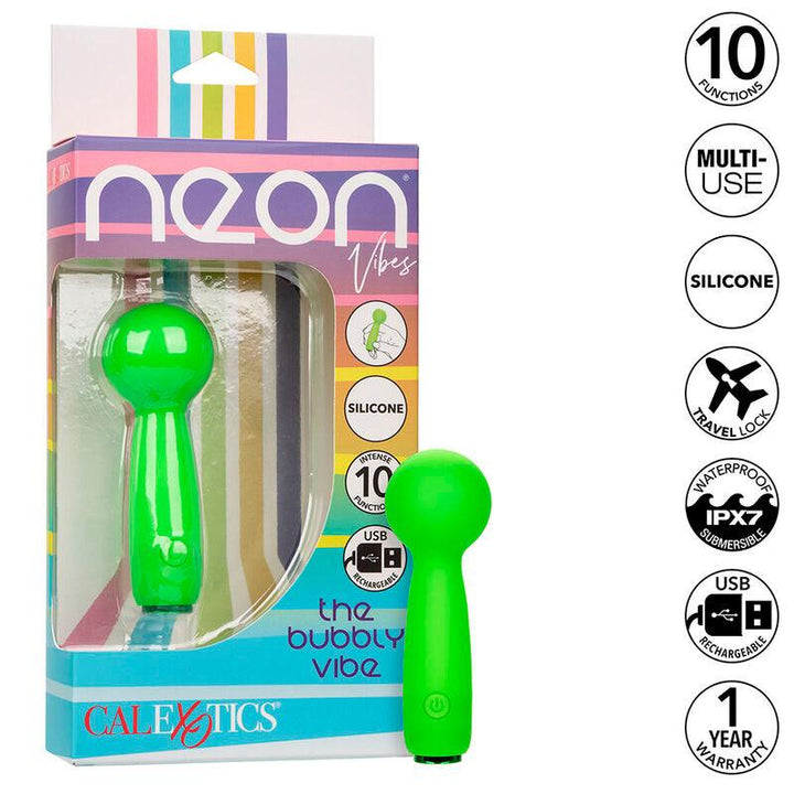 CALEXOTICS - NEON VIBES THE BUBBLY VIBE MINI-MASSAGER 10 VIBRATIONEN GRÜN - INTIM SPACE Online Sexshop