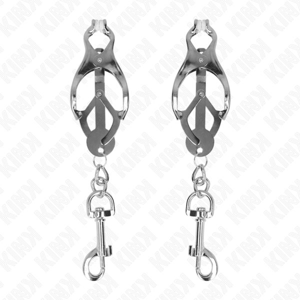 KINK - JAPANISCHE KLEEBLATT-NIPPELKLAMMERN MIT HAKEN SILBER - INTIM SPACE Online Sexshop