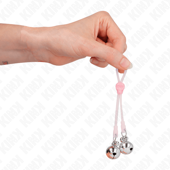 KINK - LEUCHTENDE TOTENKOPF-NIPPELKLAMMERN MIT RINGGLÖCKCHEN VERSTELLBAR ROSA/SILBER - INTIM SPACE Online Sexshop