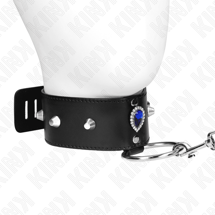 KINK - HALSKETTE 65 CM MIT BAND MIT BLAUEN DIAMANTEN VERSTELLBAR 36-43 CM - 5 CM - INTIM SPACE Online Sexshop