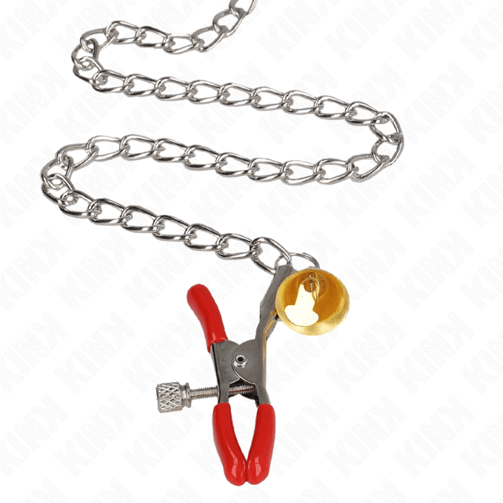 KINK - BELL 3-FACH NIPPEL- UND KLITORISKLEMMEN ROT MIT KETTE 30 CM - INTIM SPACE Online Sexshop