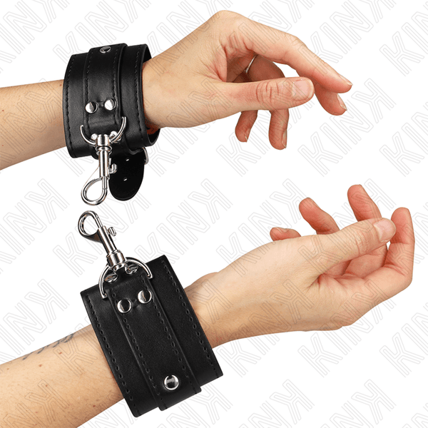 KINK - ABSCHLIEßBARE DUNGEON HANDGELENKSFESSELN SCHWARZ VERSTELLBAR 21-28 CM - 5,5 CM - INTIM SPACE Online Sexshop